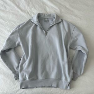 Aritzia TNA Cozy Fleece Mega ¼ Zip Sweatshirt in Pastel Blue Size 2
